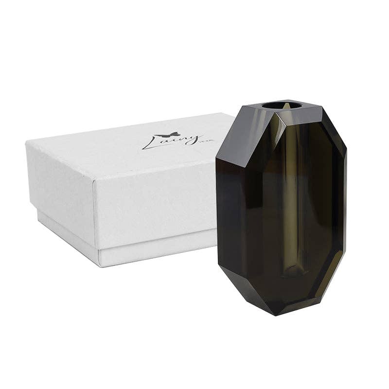 OCTAGON CRYSTAL VASE: BLACK