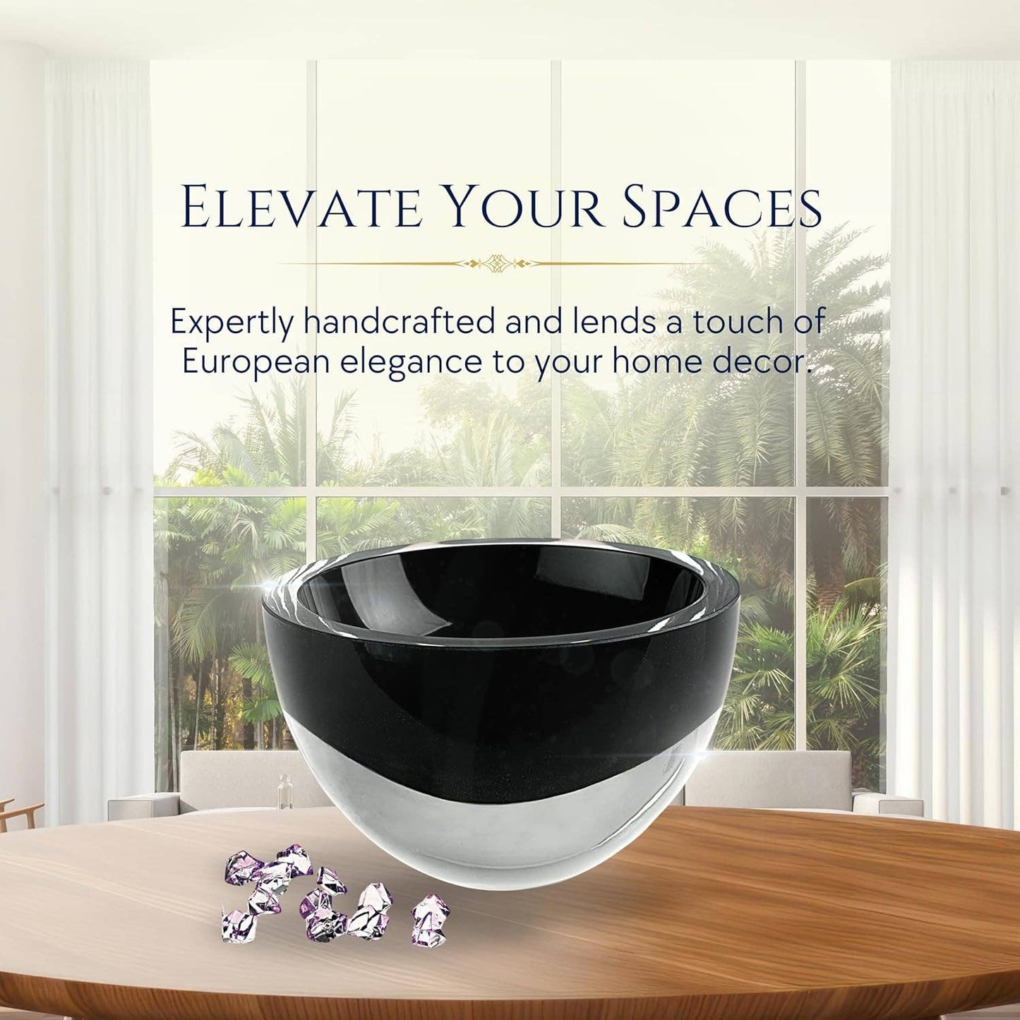 Jet Black Penelope Mouth Blown - Bowl
