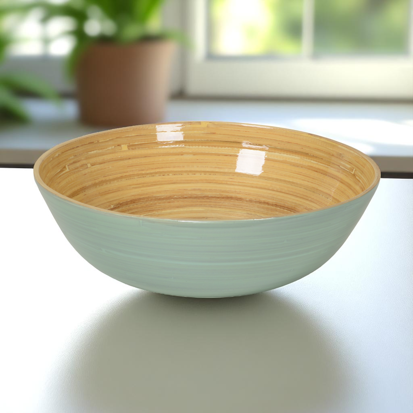 Bamboo Classic Bowl & Matching Servers - Ice Blue