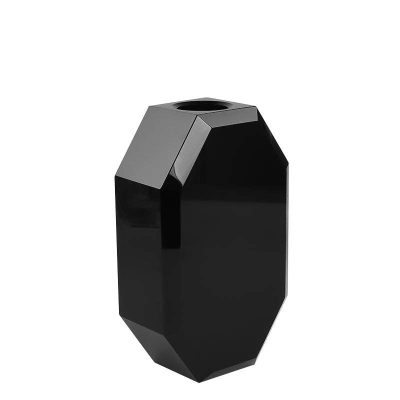 OCTAGON CRYSTAL VASE: BLACK