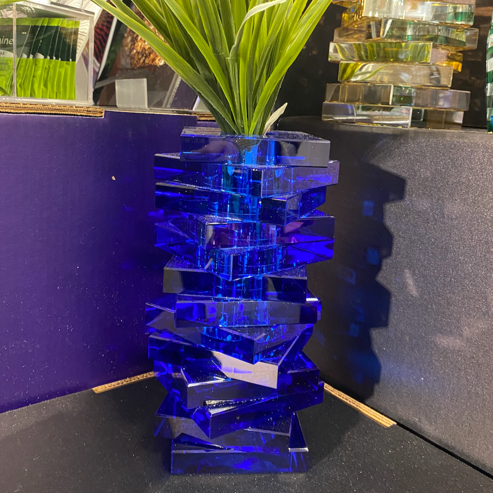 Crystal Twist Vase - Blue