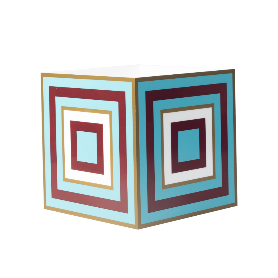 Single Orchid Holder - Gold and Blue Squares