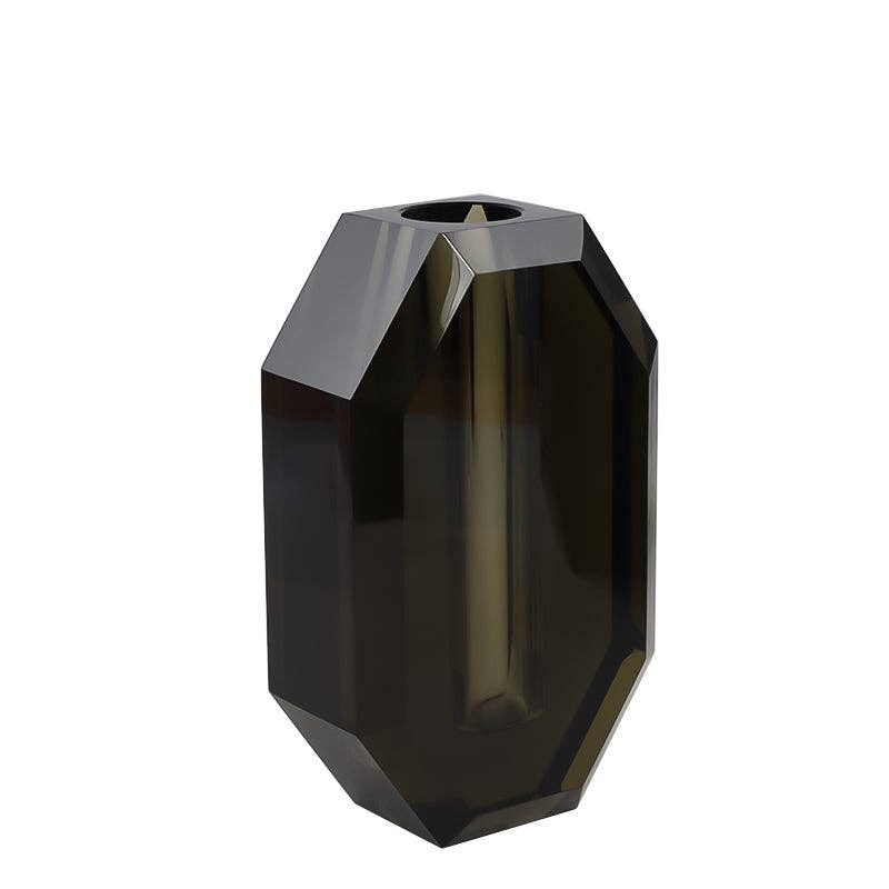 OCTAGON CRYSTAL VASE: BLACK