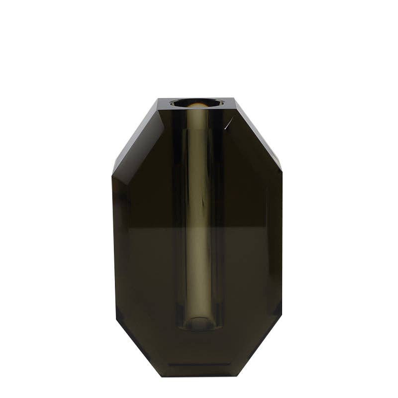 OCTAGON CRYSTAL VASE: BLACK