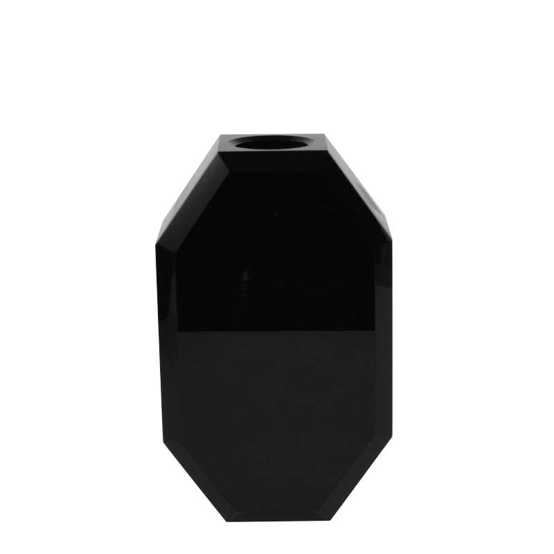 OCTAGON CRYSTAL VASE: BLACK