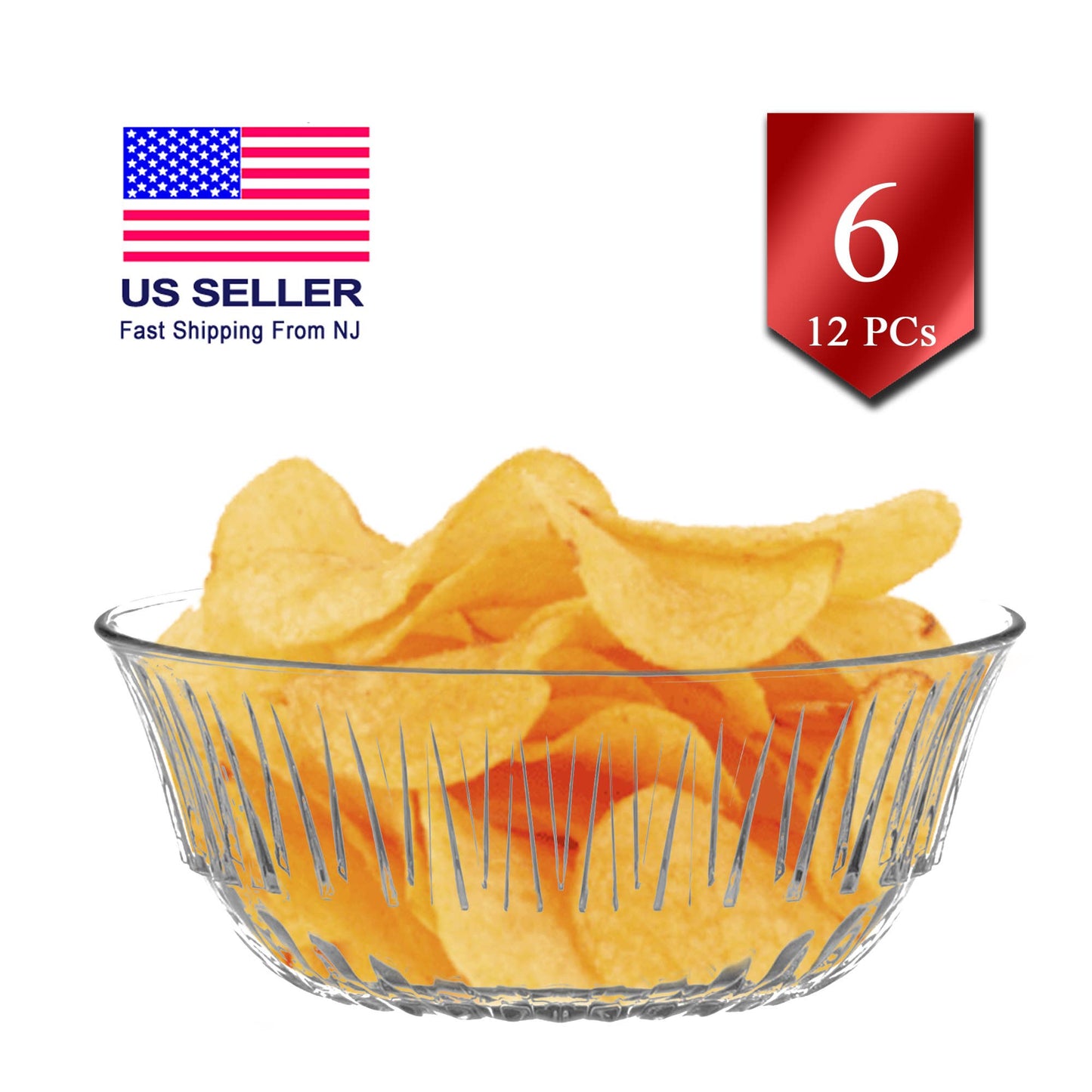 Crystal Glass Serving Bowls - Set of 6
