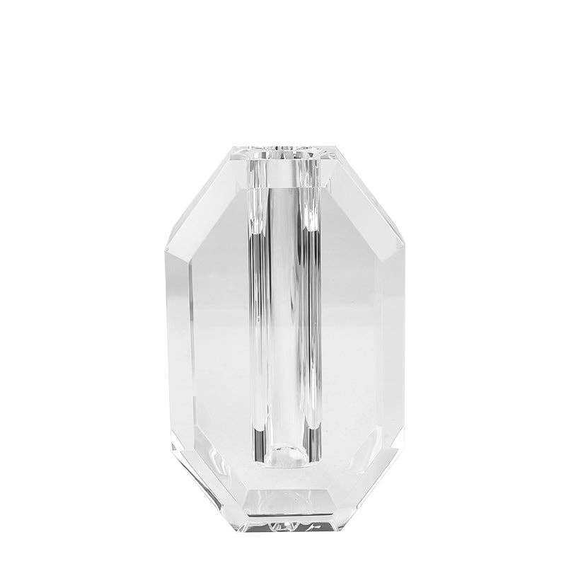 OCTAGON CRYSTAL VASE: CLEAR
