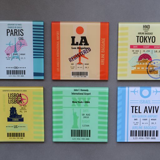 Printed Glass Coaster Set of 6