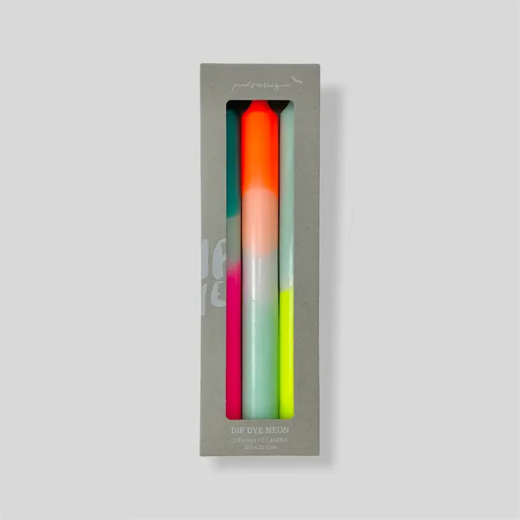 Dip Dye Neon Set of 3- Candles