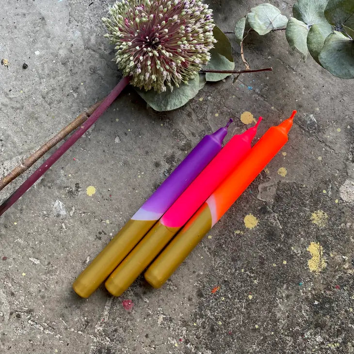 Dip Dye Neon Set of 3- Candles