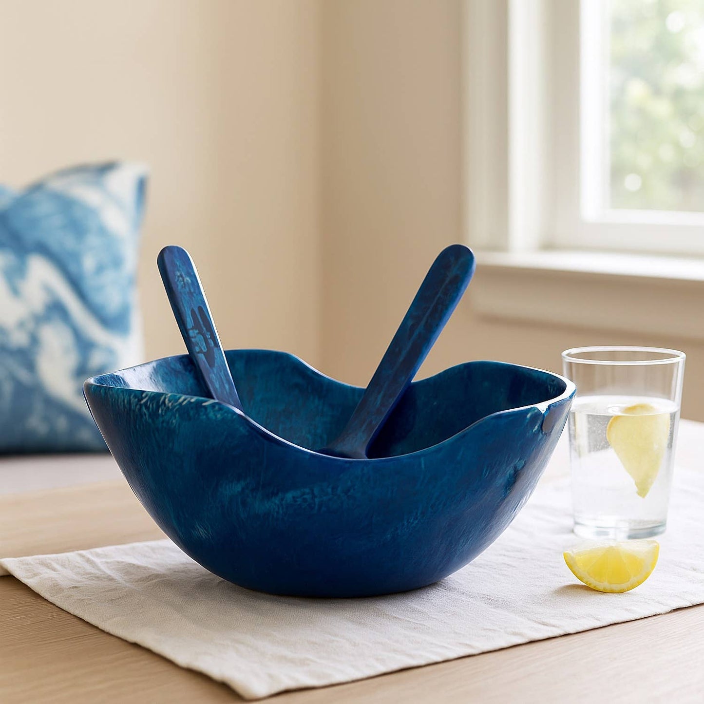 Abstract Resin Fruit Bowl - Blue