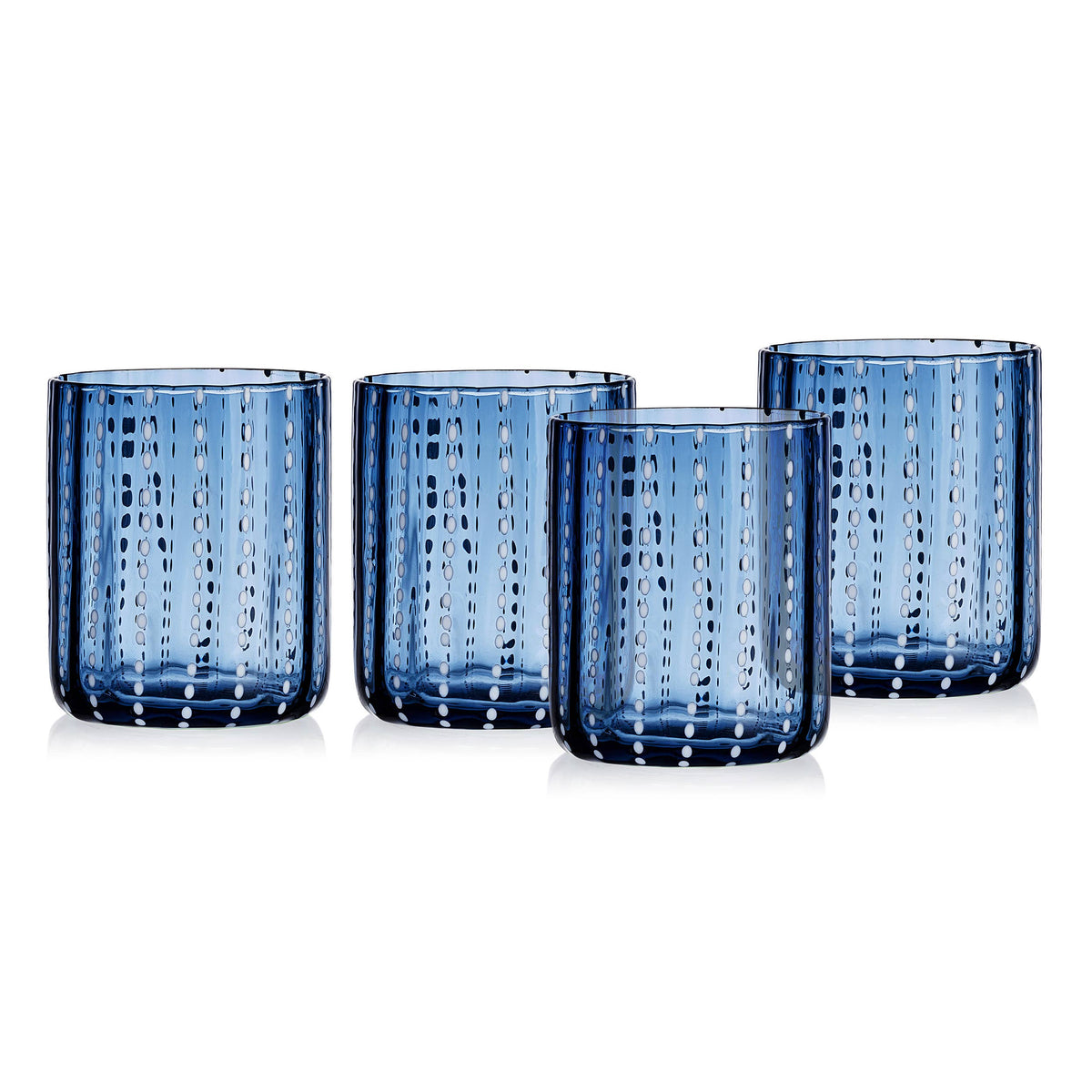 Dappled Clouds Cobalt Double Old Fashioned Glasses, Set of 4