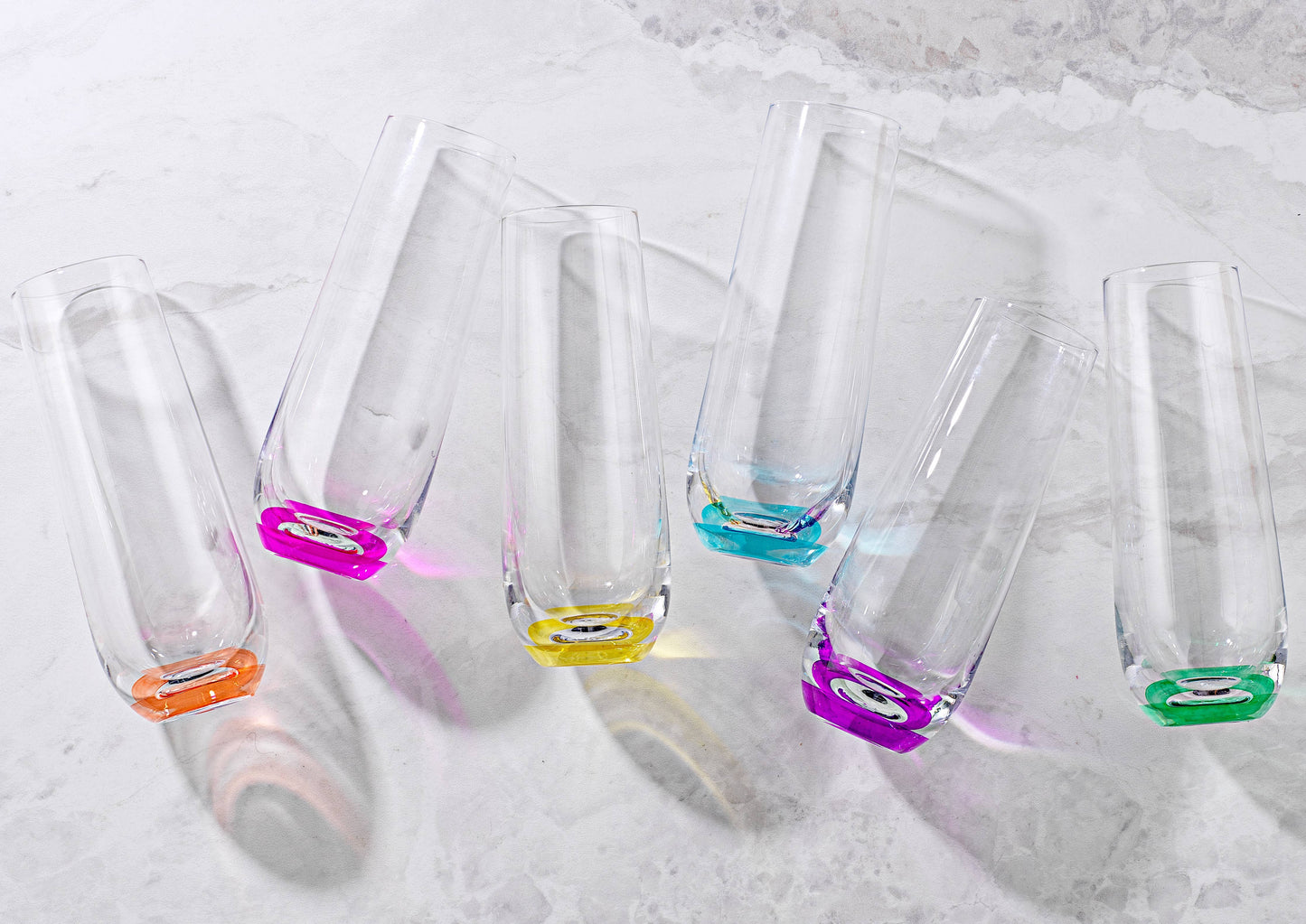 Hue Colored Stemless Champagne Flutes Glasses, Party Glasses