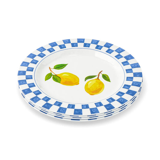 4pk 8.5" Melamine Salad Plates - Lemon Check