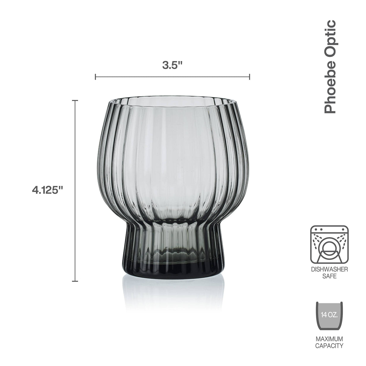 Phoebe Optic Smoke Double Old Fashioned Glasses, Set of 4