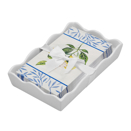 Ceramic Wave Napkin Tray with Guest Towel - Capri Coast
