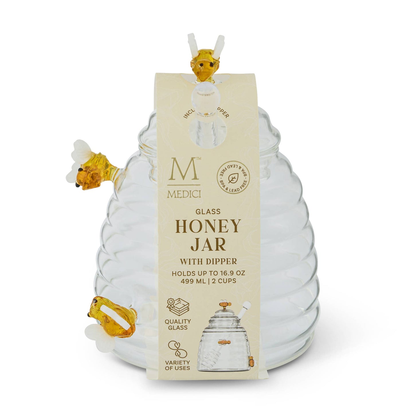 16.9oz Bee Icon Honey Jar w/ Acrylic Dipper