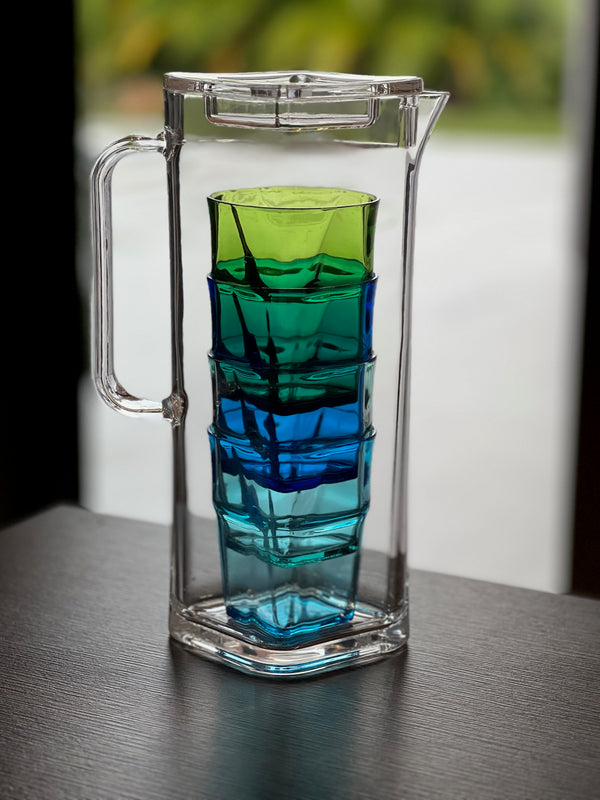 Square Pitcher With Nesting Tumblers