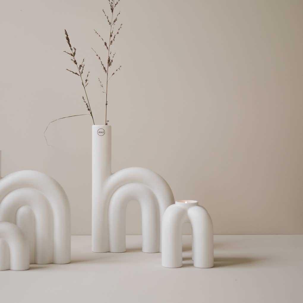 Large Rope Ceramic Vase - White