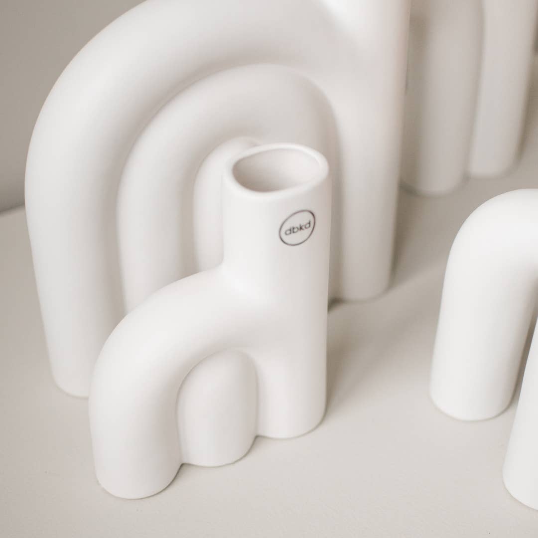 Medium Rope Ceramic Vase - White
