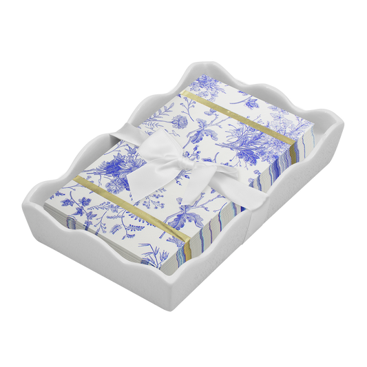Ceramic Wave Napkin Tray with Guest Towel - Timeless