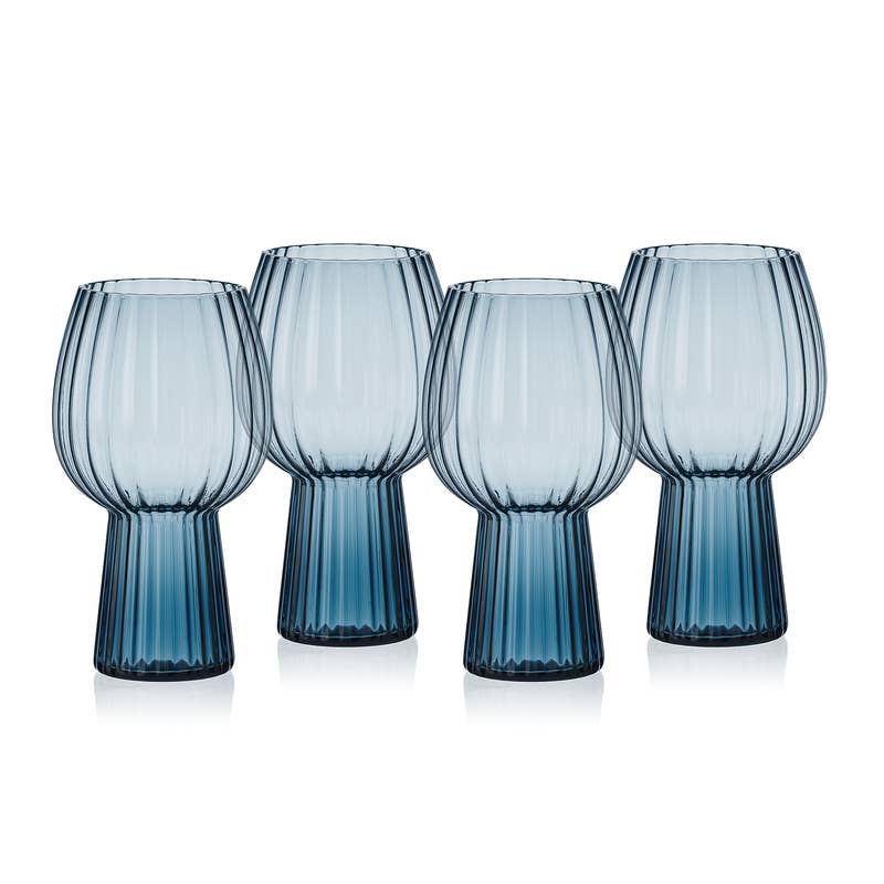 Phoebe Optic Blue Goblets, Set of 4