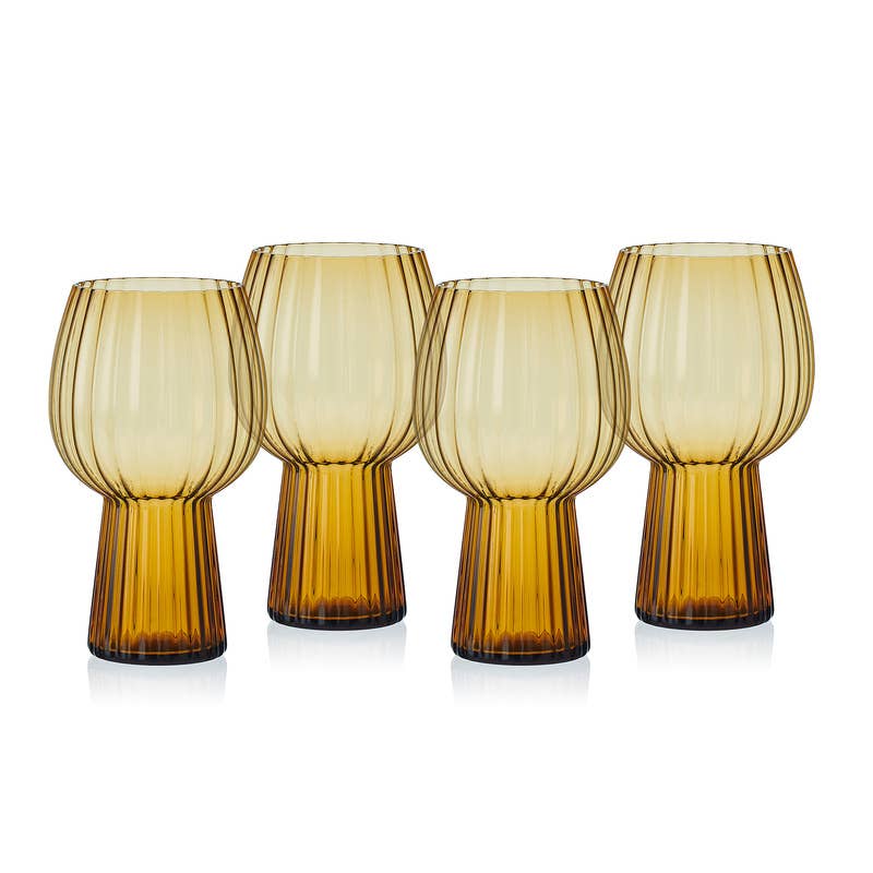 Phoebe Optic Amber Goblets, Set of 4