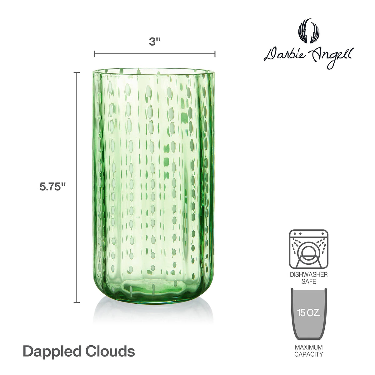 Dappled Clouds Seafoam Highball Glasses, Set of 4