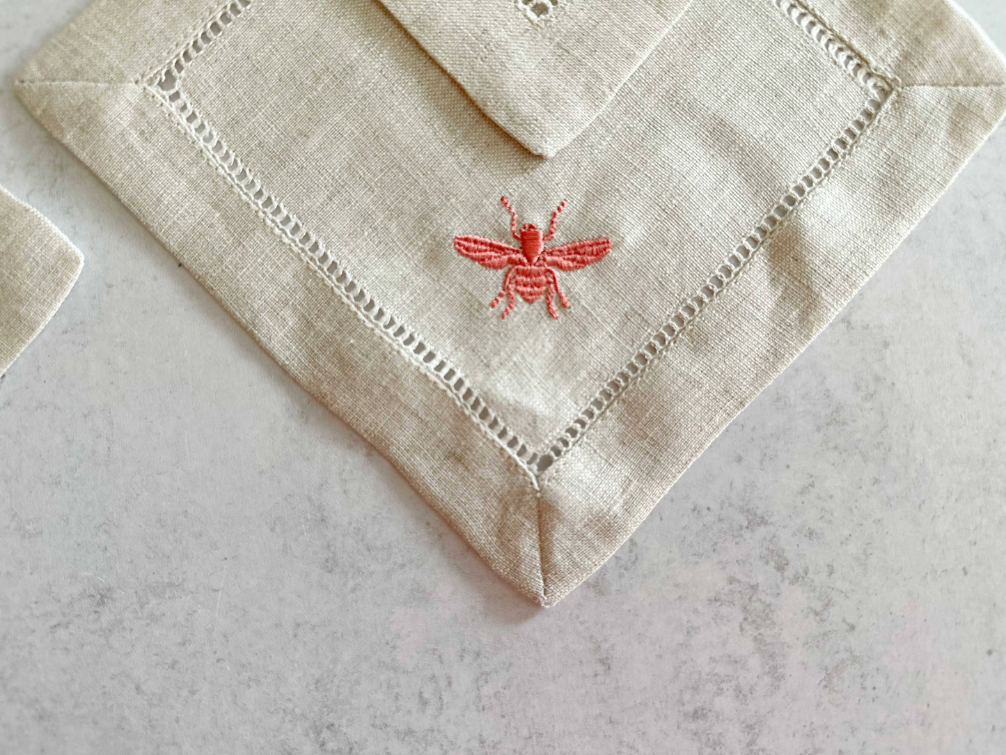 Bee Linen Cocktail Napkins/Coasters - Set of 4 Charcoal grey