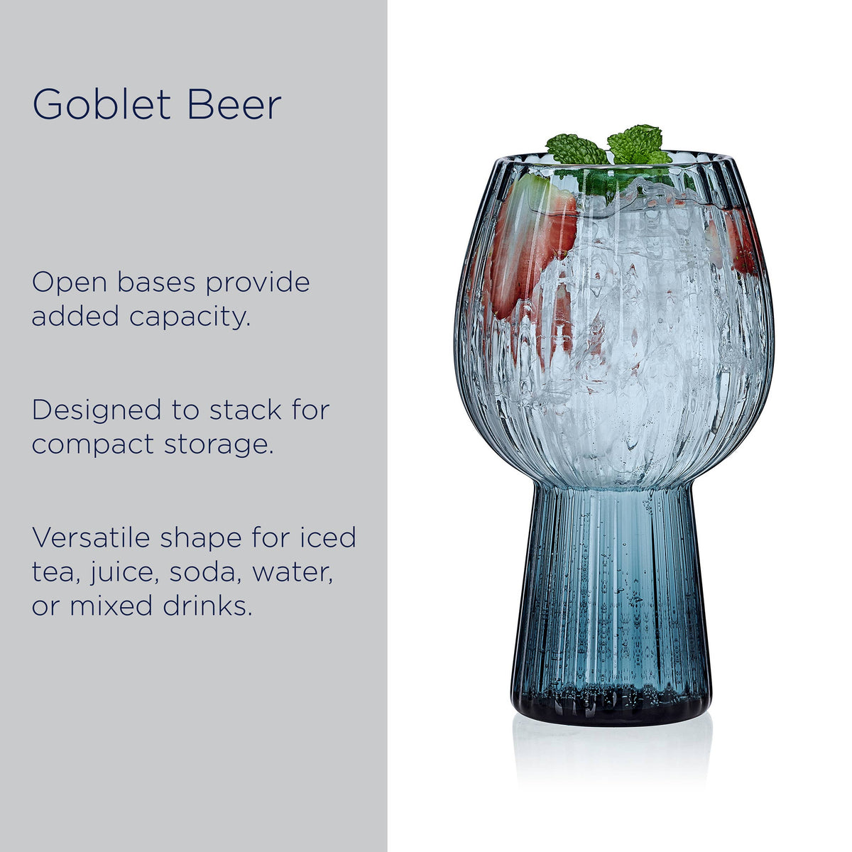 Phoebe Optic Blue Goblets, Set of 4
