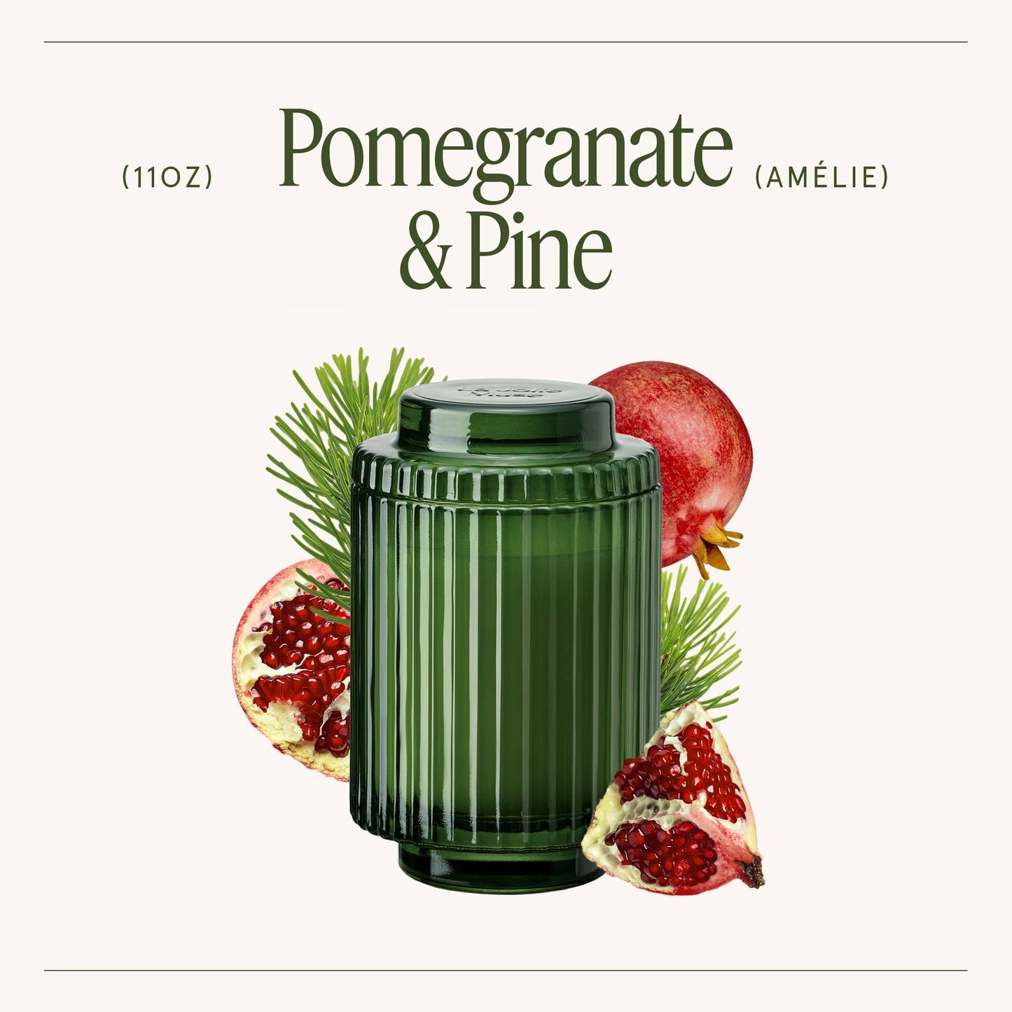 Scented Candle - Pomegranate & Pine 11oz | La Jolie Muse