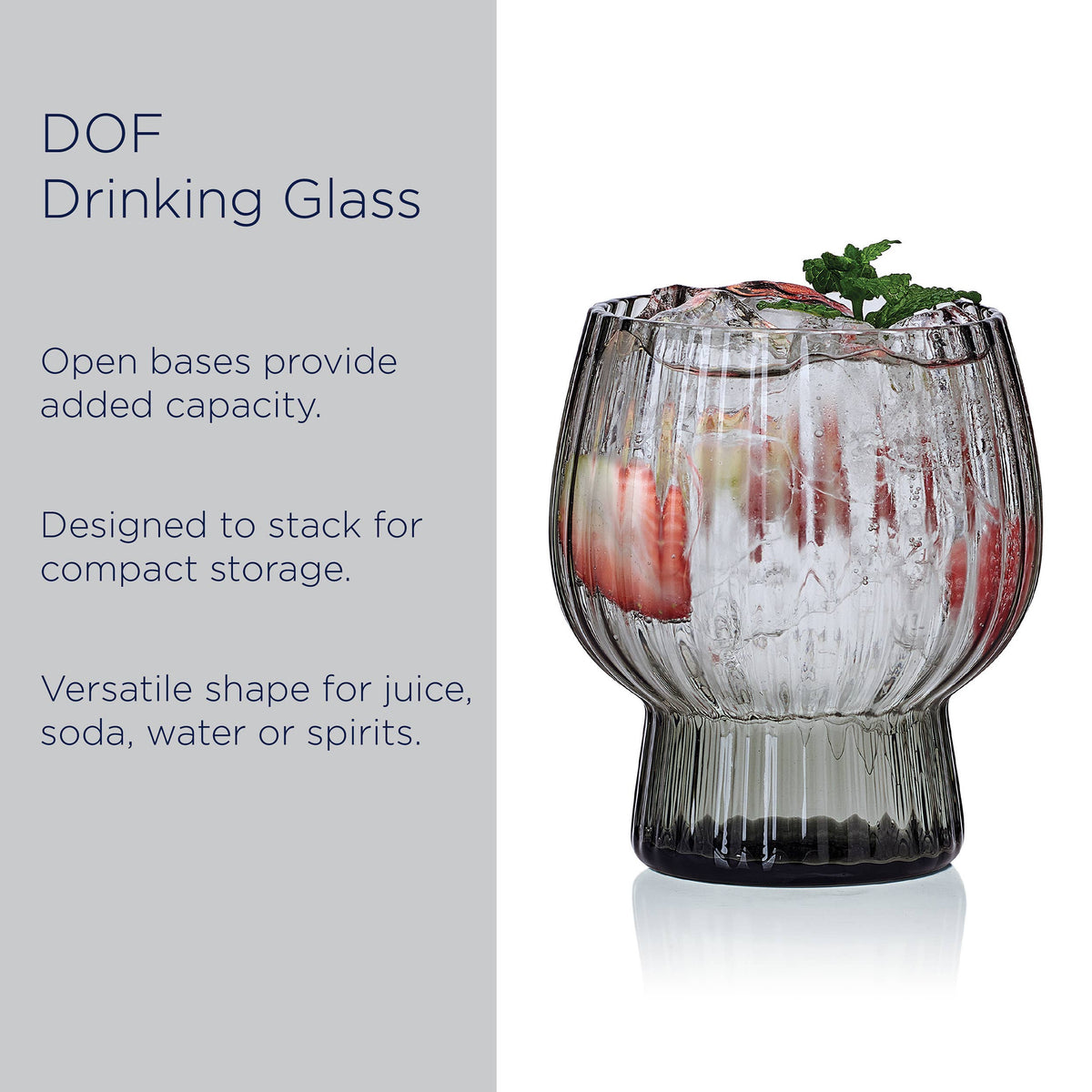 Phoebe Optic Smoke Double Old Fashioned Glasses, Set of 4