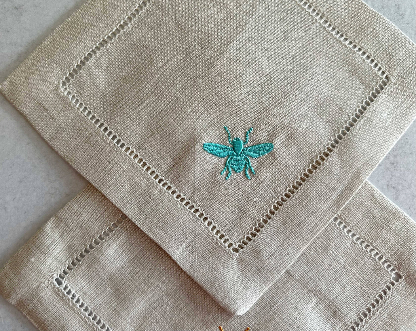 Bee Linen Cocktail Napkins/Coasters - Set of 4 Charcoal grey