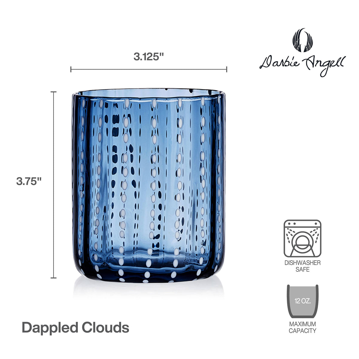 Dappled Clouds Cobalt Double Old Fashioned Glasses, Set of 4