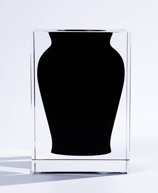 Heritage Square Floating Vase, Wide Mouth – Black