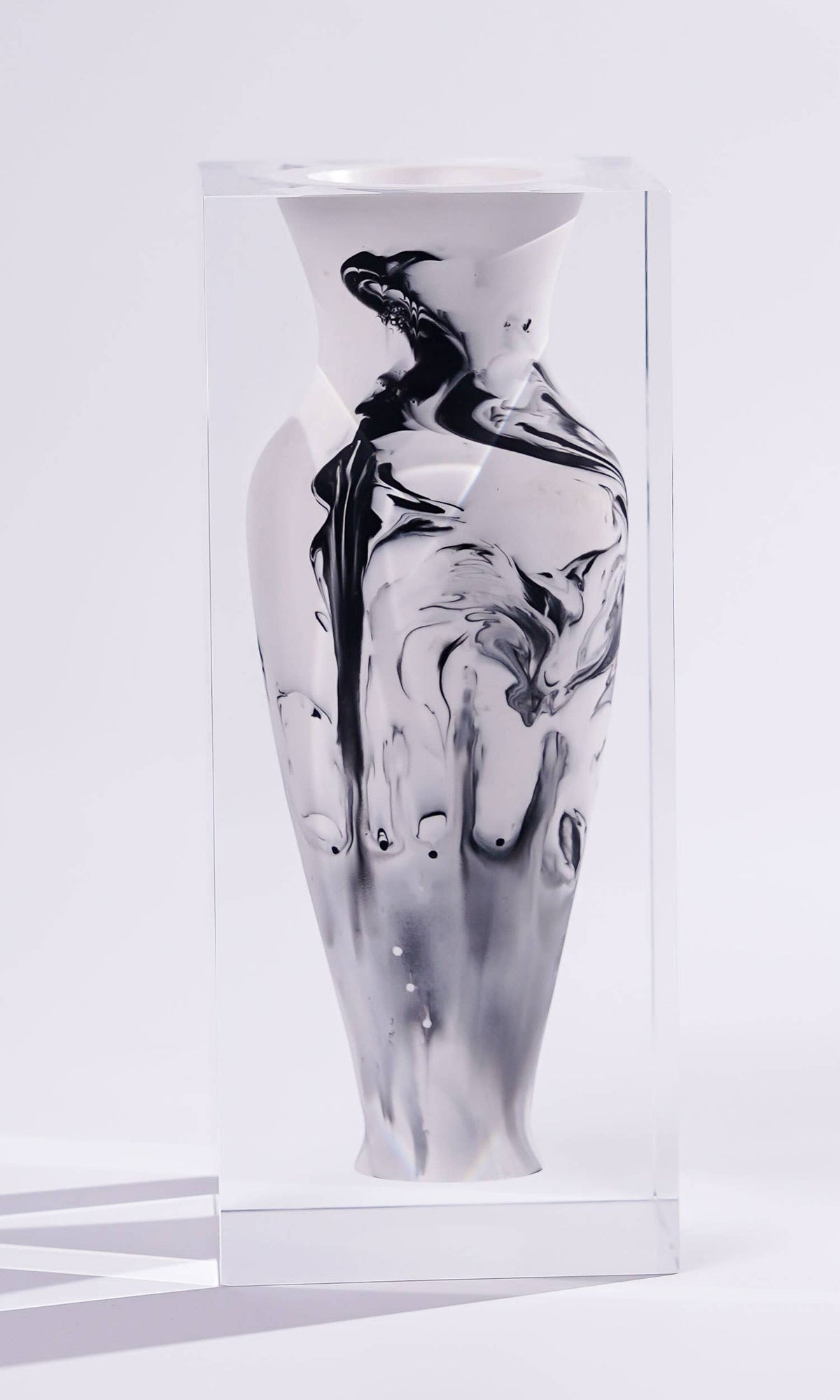 Tall Floating Bud Vase – White Marble