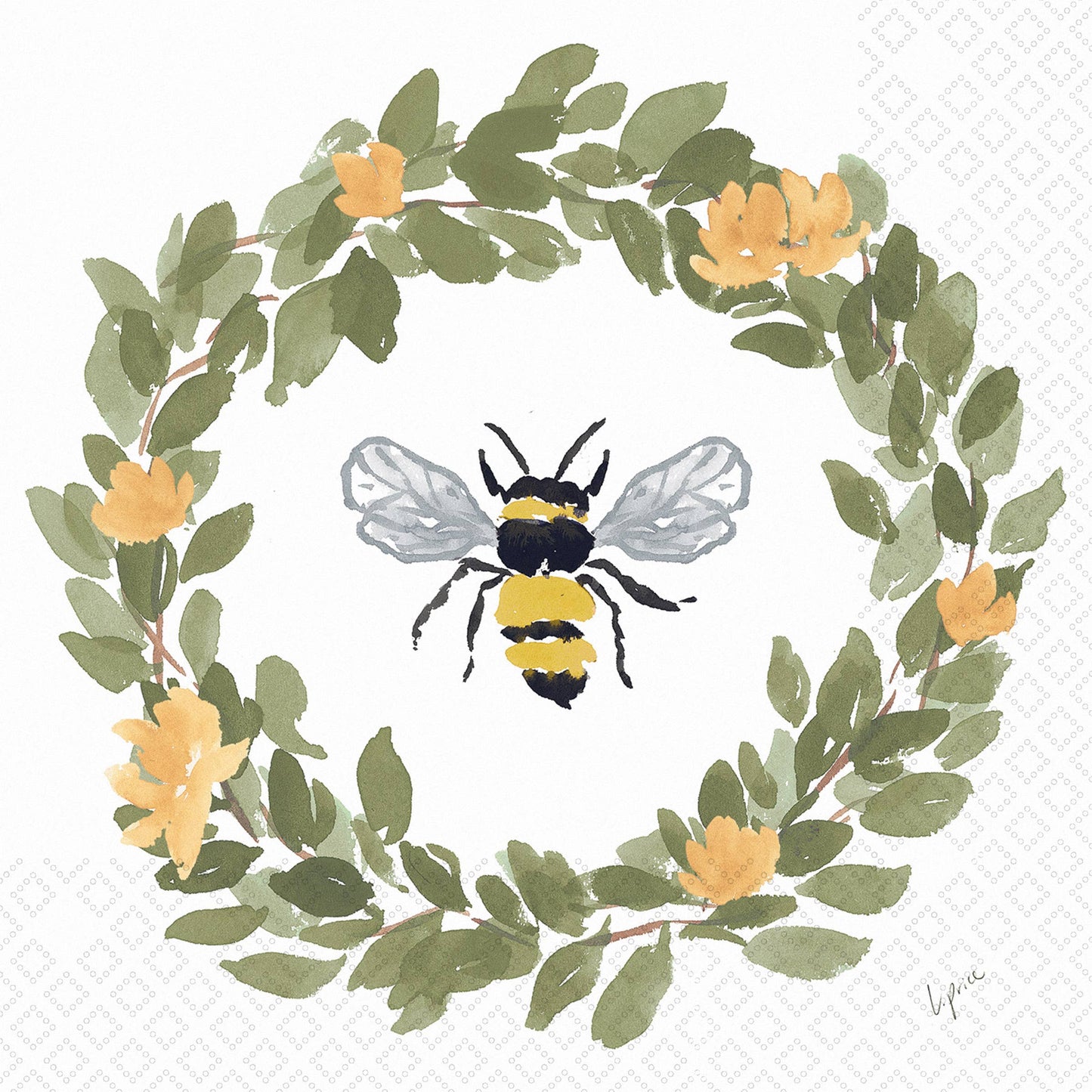 Paper Cocktail Napkins 20 Ct Bee Wreath