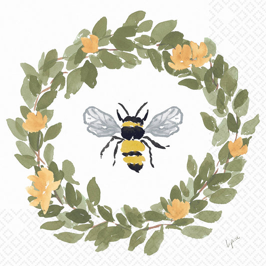Paper Cocktail Napkins 20 Ct Bee Wreath
