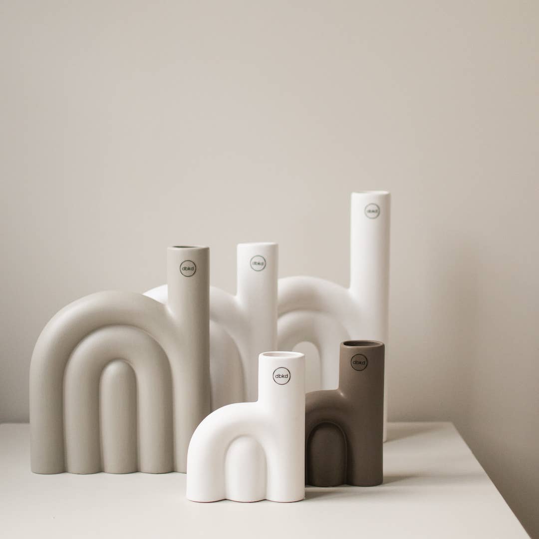 Medium Rope Ceramic Vase - White