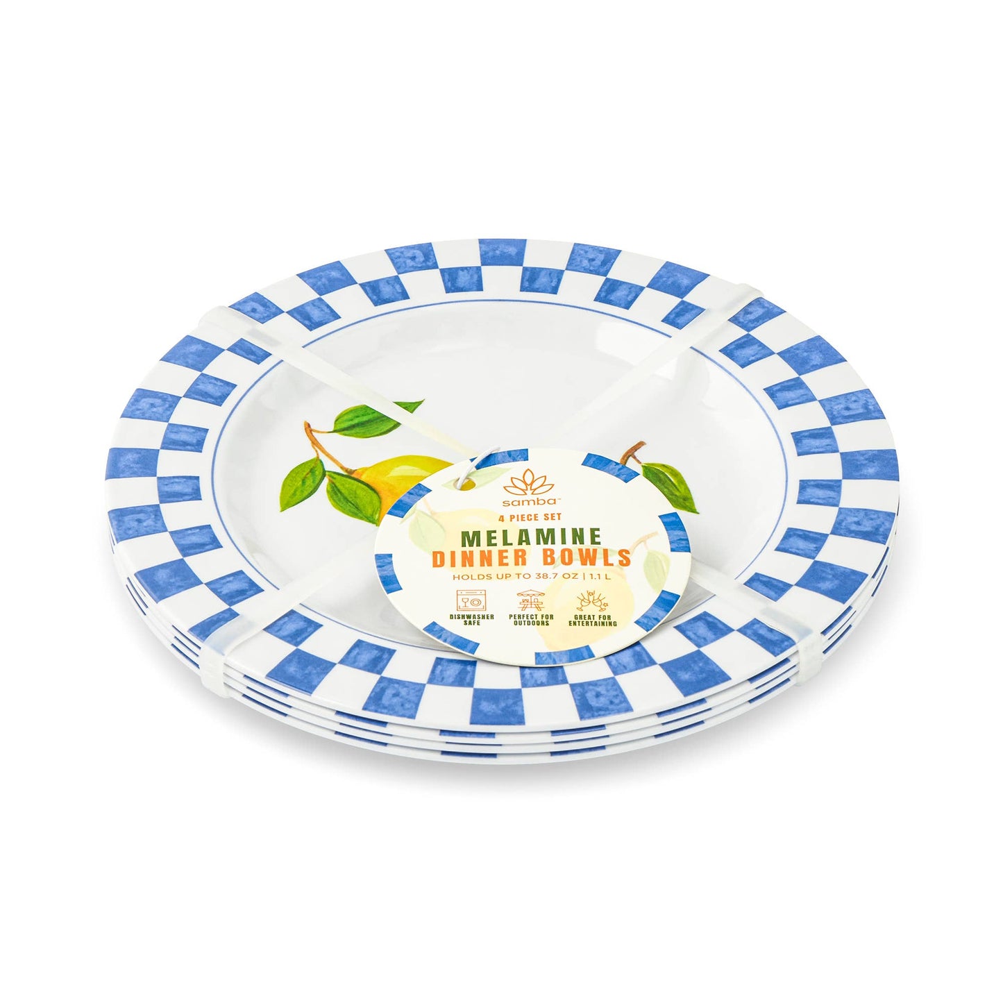 4pk 8.5" Melamine Salad Plates - Lemon Check