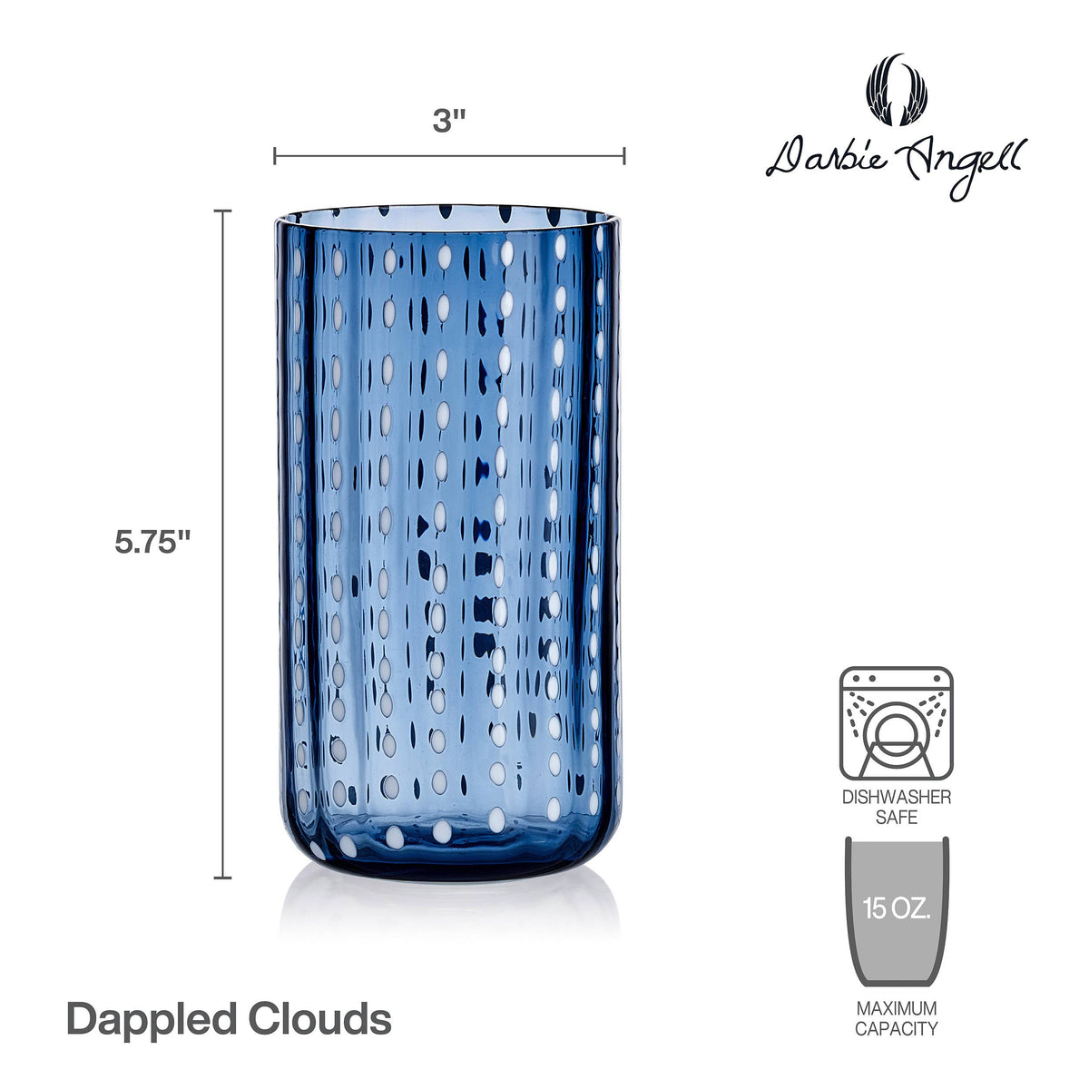 Dappled Clouds Cobalt Highball Glasses, Set of 4