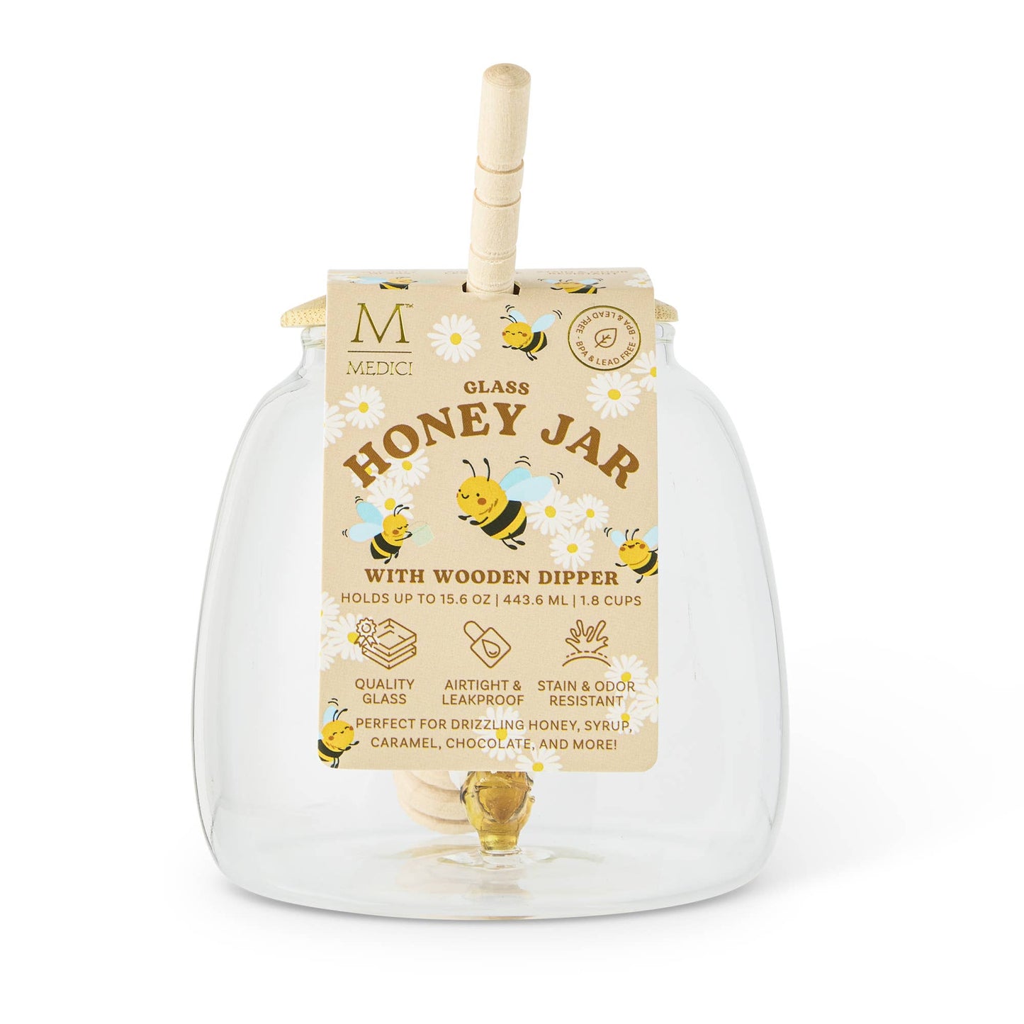 Glass Honey Jar - Bee Icon