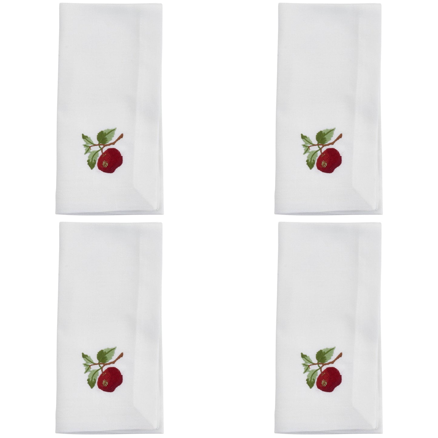 Embroidered Apple Napkin - Set of 4