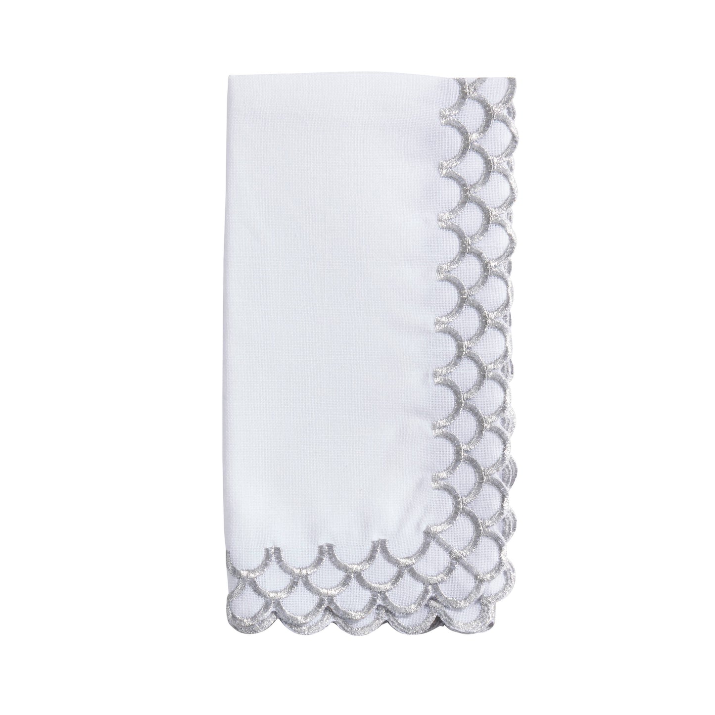Gold Scalloped Edge Embroidered Napkin - Set of 4