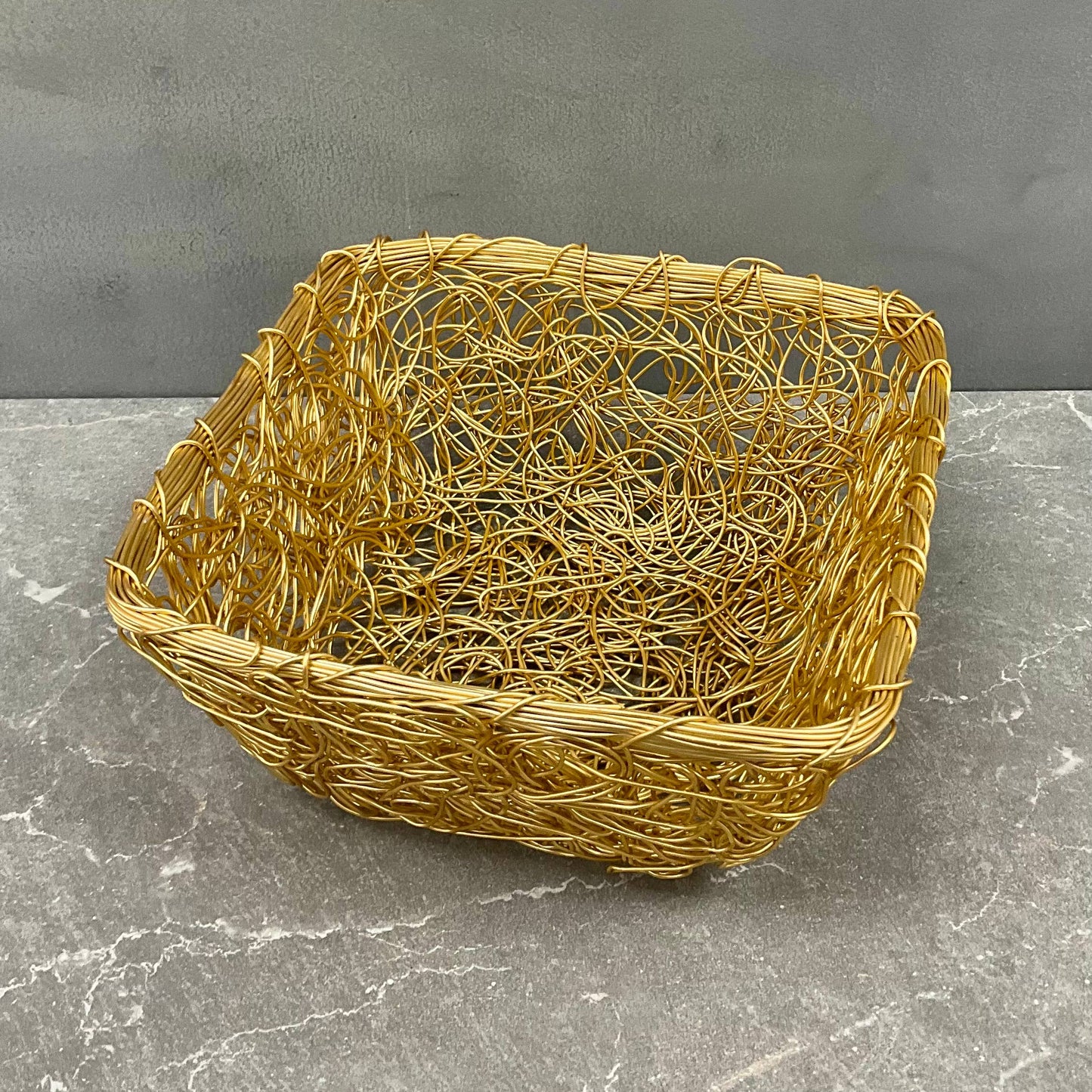Mesh Square Bread Basket - Gold