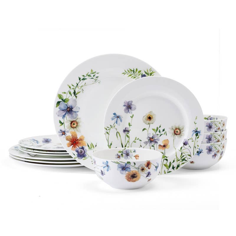 Audrina 12-Piece Bone China Dinnerware Set, Service for 4