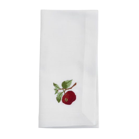 Embroidered Apple Napkin - Set of 4
