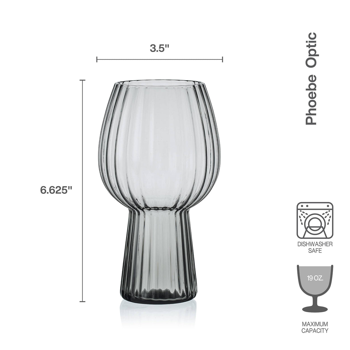 Phoebe Optic Smoke Goblets, Set of 4