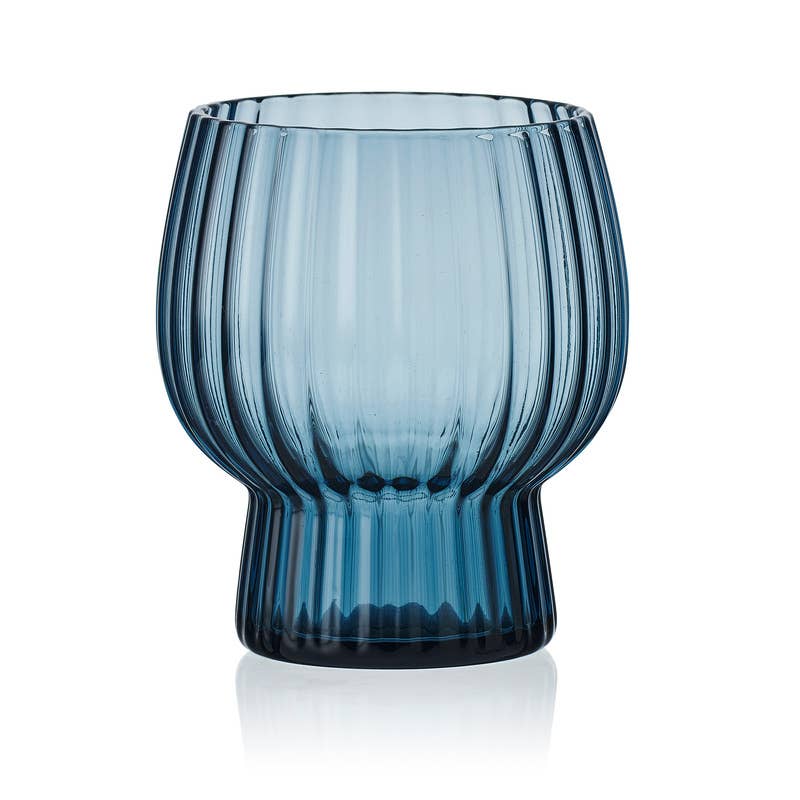 Phoebe Optic Blue Double Old Fashioned Glasses, Set of 4