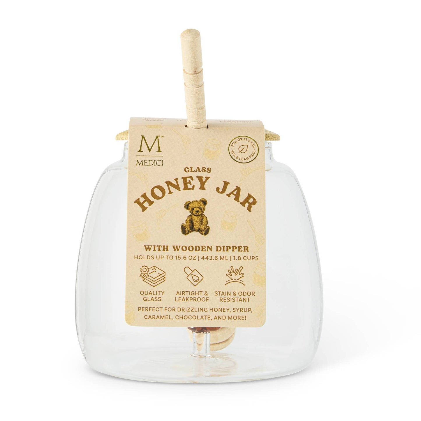 Glass Honey Jar - Bear Icon